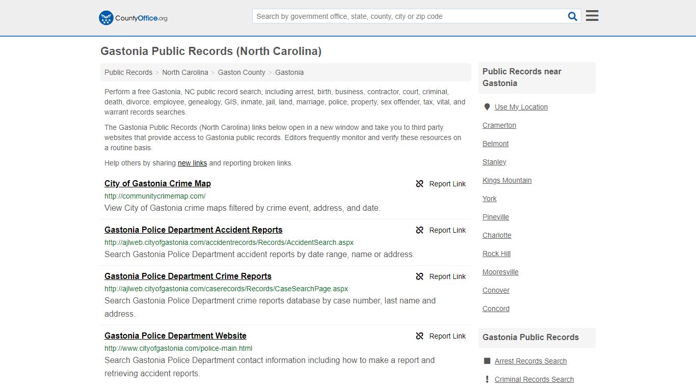 Gastonia Public Records (North Carolina) - County Office